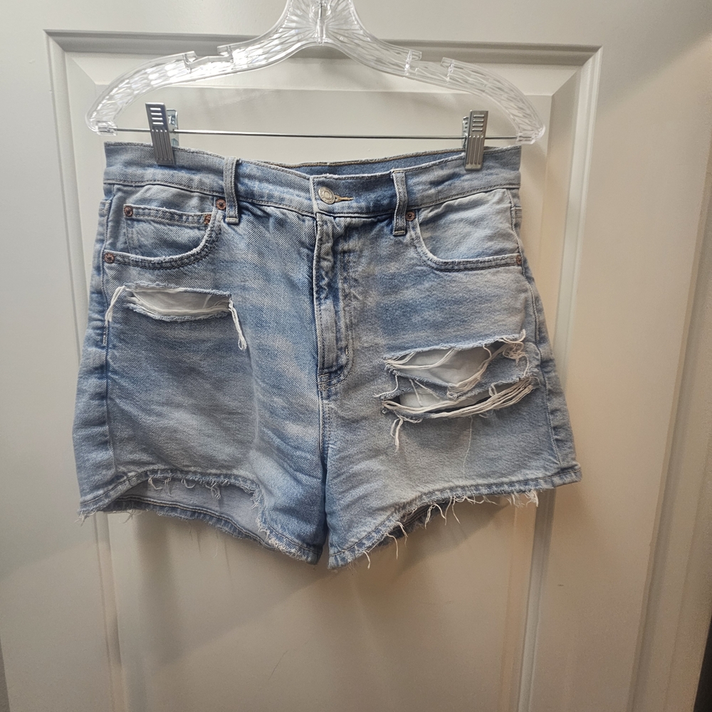 American Eagle Outfitters Light Blue Ripped Jean Shorts